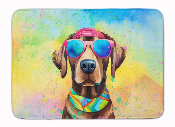 Chocolate Labrador Hippie Dawg Memory Foam Kitchen Mat Machine Washable Anti-Fatigue Mat Cushion Comfort Bath Mat Or Kitchen Rug_maomaolike.com