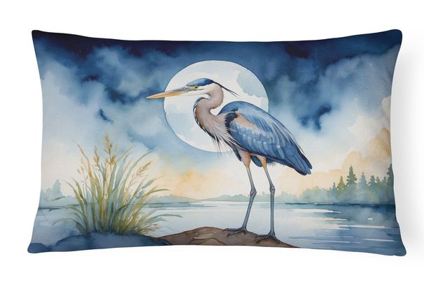 Birds, Birds, Birds Throw Pillow Throw Pillow For Indoor Couch Bed Outdoor Patio Washable, Blue Heron Moonlight 7494,12Hx16W_maomaolike.com