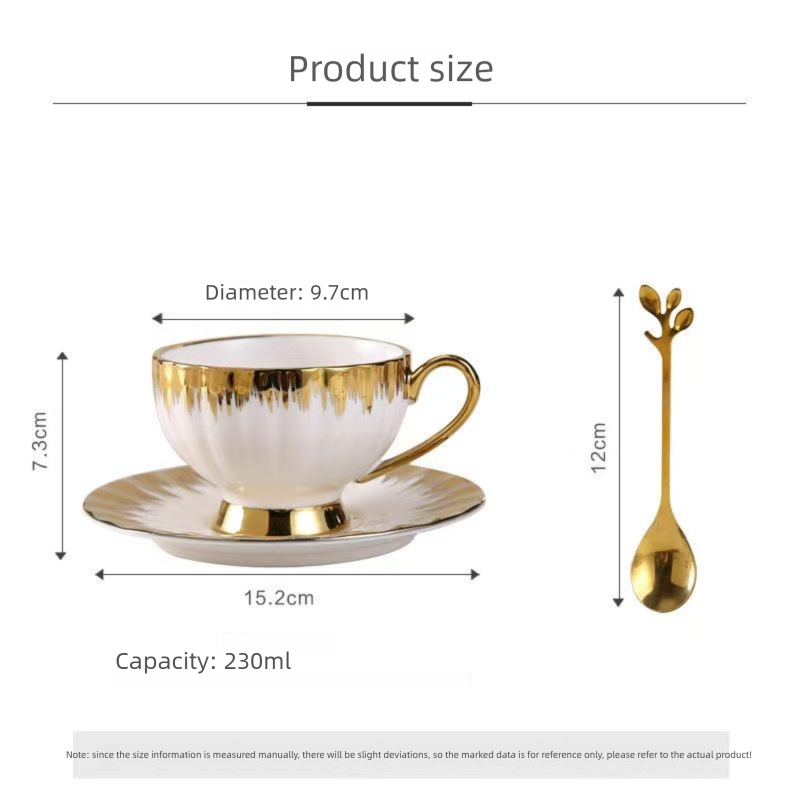220ml English Gold Ceramic Household Light Cup Plate Set-Ceramic Blue Melon Coffee Cup3pcs_maomaolike.com