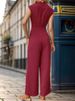 Women's Clothing sleeveless solid color swing collar jumpsuit_maomaolike.com
