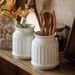 Gardenia White Kitchen Relief Ceramic Jar Chopstick Holder Dining Table Storage Bucket Decorative Ornaments_maomaolike.com