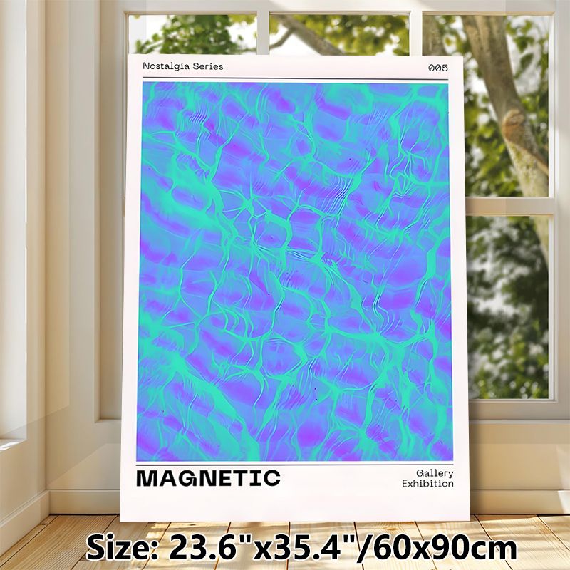 Magnetic Abstract Painting Poster, Vibrant Blue-Purple Swirly Fluid Art Poster, Eye-catching Artistic Decor Ideal For Living Room, Gallery Wall_maomaolike.com