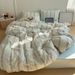 Wholesale INS Korean Retro Floral Four-Piece Pastoral Style Homestay Pure Jacquard Washed Cotton 4-Piece Set_maomaolike.com