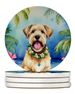 Wheaten Terrier Luau Large Sandstone Coasters Pack Of 4 Absorbent Round Coasters Decor Gifts For Men Or Women, 4 In, Multicolor_maomaolike.com