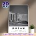 Busan Coastal City Painting Poster, Monochrome Urban Skyline & Beach Scene Poster, Elegant Cityscape Decor Suitable For Living Room, Office And_maomaolike.com