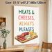 Meats & Cheeses Themed Painting Poster, Colorful Cartoon-style Charcuterie Platter Poster, Playful Food-themed Decor Ideal For Kitchen And Dining Room_maomaolike.com