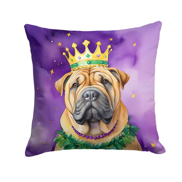 Shar Pei King Of Mardi Gras Throw Pillow Machine Washable, Indoor Outdoor Decorative Pillow For Couch, Bed Or Patio, 18Hx18W_maomaolike.com