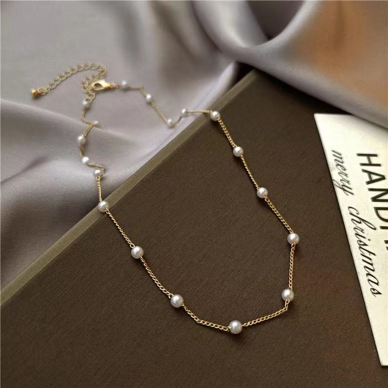 Trendy 3mm Black Clear Beads Chain Short Choker Necklace Female Jewelry Women Sweet Necklaces Bijoux Femme Ladies Party_maomaolike.com