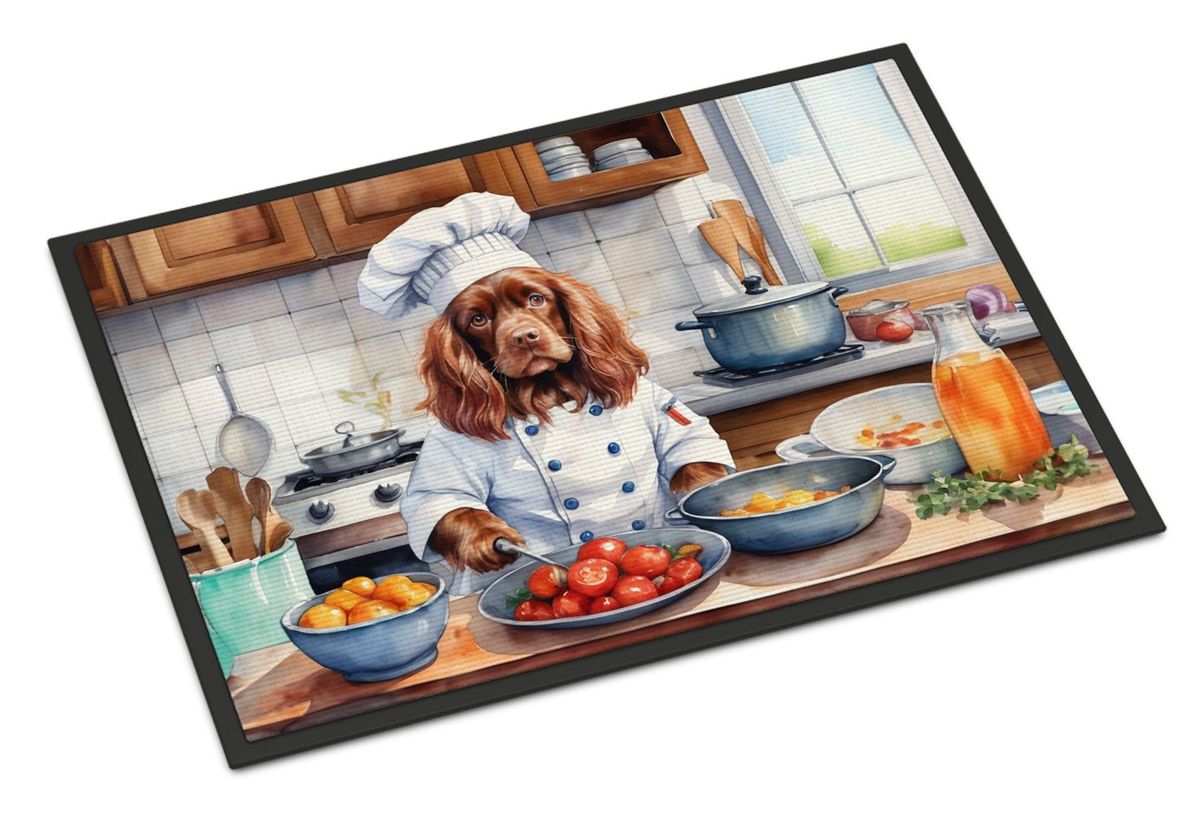 Sussex Spaniel The Chef Doormat Front Door Mat Indoor Outdoor Rugs For Entryway, Non Slip Washable Low Pile, 24H X 36W_maomaolike.com