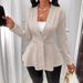 Women's Clothing new casual texture single button green fruit collar long sleeved top jacket_maomaolike.com
