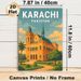 Karachi Pakistan Landmark Painting Poster, Warm-toned Retro Architectural Scene Poster, Showcases Iconic Historic Building With Lush Greenery, Ideal_maomaolike.com