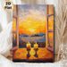 Candle & Sunset Cityscape Painting Poster, Rich Impasto Oil-style Poster, Warm Glowing Candles With Sunset City View Through Window, Creates Cozy_maomaolike.com