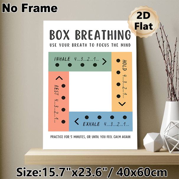 Box Breathing Painting Poster, Soft-colored Instructional Chart Poster, Guides Structured Breathwork To Calm Mind And Boost Focus, Suitable For Home_maomaolike.com
