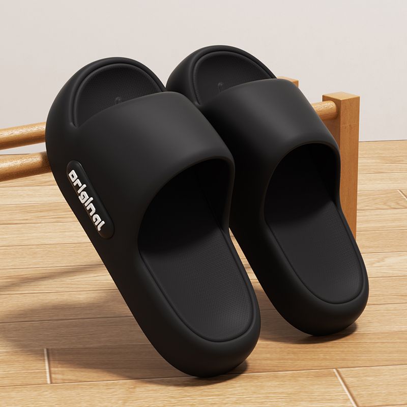 Unisex Letter Slippers Beach Slides Solid Color Mens Thick Sole Indoor Outdoor Bathroom Anti Slip Shoes Summer Couple_maomaolike.com