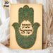 Hamsa Hand Painting Poster, Vintage Intricate Teal & Gold Filigree Poster, Elegant Cultural Decorative Accent Ideal For Living Room, Bedroom And_maomaolike.com
