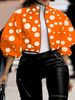 Women's Clothing Fashion Temperament Polka Dot Printed Short Top Jacket_maomaolike.com