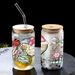Christmas Themed 16oz Borosilicate Glass Cup With Bamboo Lid & Straw - Stylish Ins Aesthetic Drinkware For Holiday Gifts_maomaolike.com