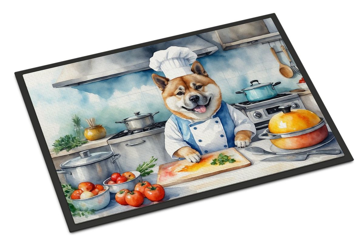 Akita The Chef Doormat Front Door Mat Indoor Outdoor Rugs For Entryway, Non Slip Washable Low Pile, 24H X 36W_maomaolike.com