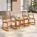 3 Piece Patio Rocking Set Acacia Wood Rocker Bistro Set With Rattan Seat And Back_maomaolike.com