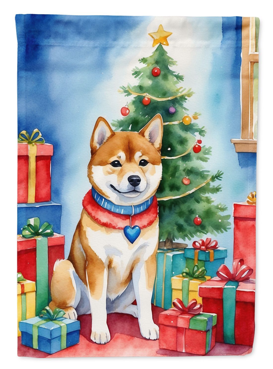 Shiba Inu Christmas Reindeer House Flag Large Porch Sleeve Pole Decorative Outside Yard Banner Artwork Wall Hanging, Polyester, House Size, Multicolor_maomaolike.com