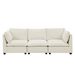 Modern Chenille Comfy Upholstered 3-Seat Sofa With 2 Lumbar Pillow, Deep Seat Sofa Sleeper For Living Room, Apartment, Office, Studio (Beige White, 3-Seat)_maomaolike.com