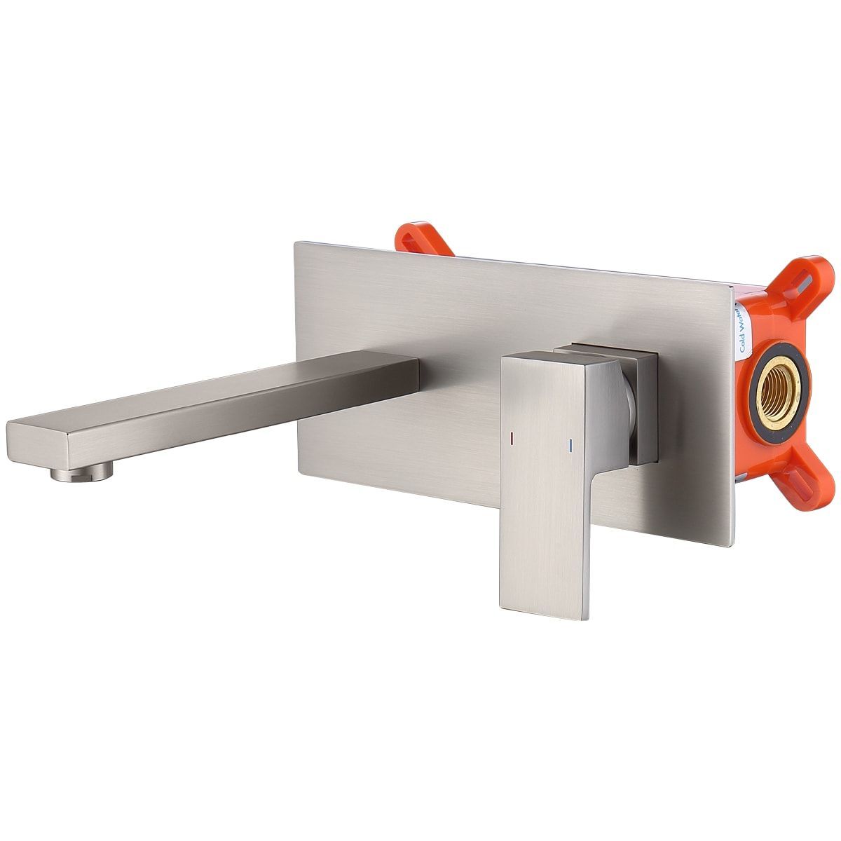 Wall Mount Faucet For Bathroom Sink Or Bathtub, Single Handle2 Holes Brass Rough-in Valve Included, Brushed Nickel_maomaolike.com