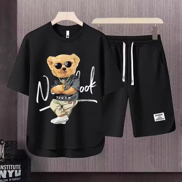Men's Clothing 2024 Waffle Casual Summer Suit Men's Loose Teen Short sleeved T shirt Shorts Handsome Two piece Suit_maomaolike.com