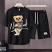 Men's Clothing 2024 Waffle Casual Summer Suit Men's Loose Teen Short sleeved T shirt Shorts Handsome Two piece Suit_maomaolike.com