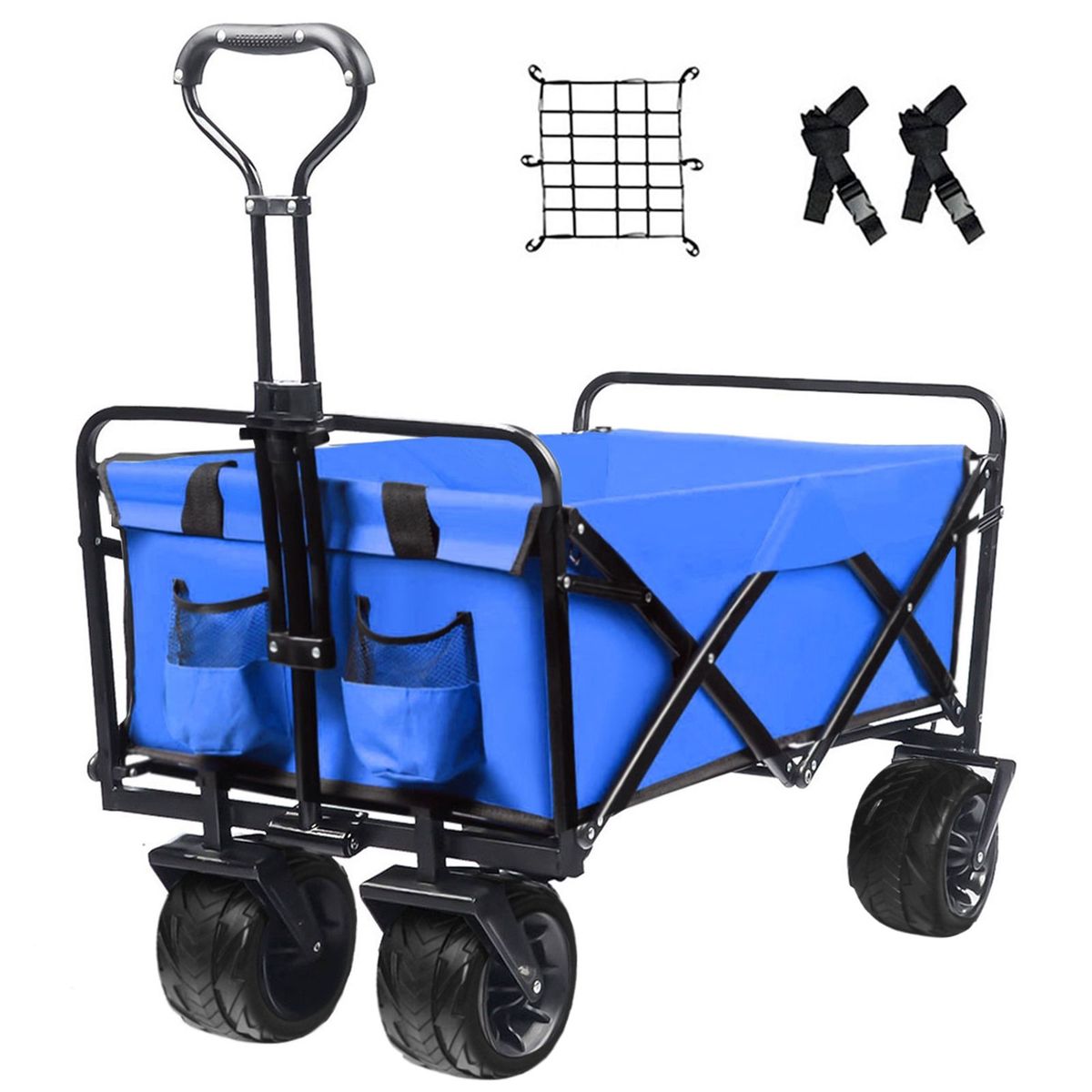 Collapsible Heavy Duty Beach Wagon Cart Outdoor Folding Utility Camping Garden Beach Cart With Universal Wheels Adjustable Handle Shopping_maomaolike.com