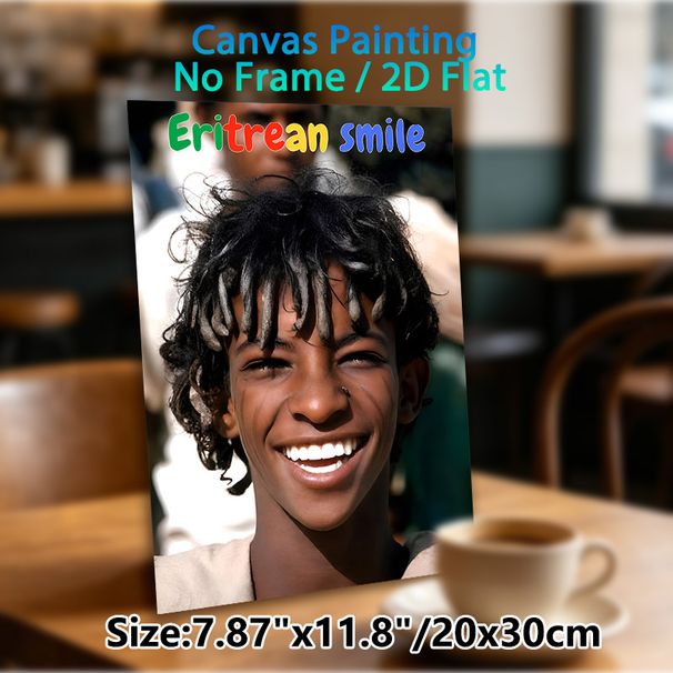 Eritrean Smile Painting Poster, Warm-toned Realistic Portrait Poster, Captures Authentic Cheerful Vibe, Ideal For Home Wall Decor, Living Room And_maomaolike.com