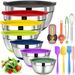 20 Mixing Bowls With Sealed Lids, 304 Stainless Steel Metal Set Bowls, Anti Slip Colored Silicone Bottom, Sizes 7, 3.5, 2.5, 2.0, 1.5, 1, 0.67QT, Perfect For Mixing, Baking, And Service_maomaolike.com