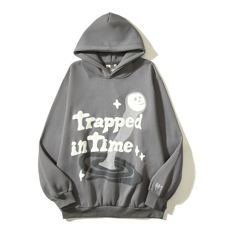 Women's Clothing high street hip hop Travis retro distressed trapped in time foam printed hoodie sweatshirt_maomaolike.com