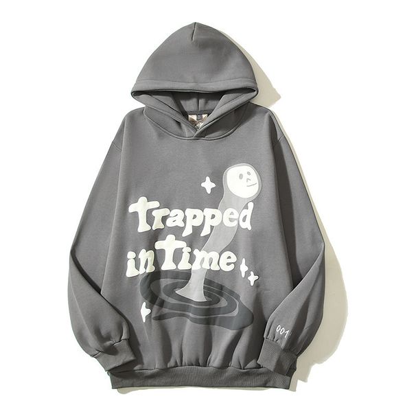 Women's Clothing high street hip hop Travis retro distressed trapped in time foam printed hoodie sweatshirt_maomaolike.com