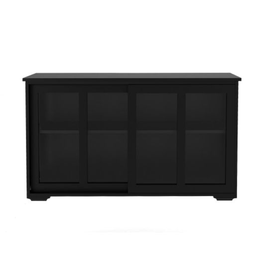 Kitchen Storage Cabinet With Glass Door - Black_maomaolike.com