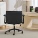 Cross Legged Chair With Flip-Up Armrests Leather, Cross Legged Office Chair On Wheels, Comfy Swivel Chair With Wide Seat For Home Office, Vanity, Ergonomic Desk Chair Adjustable, Black_maomaolike.com