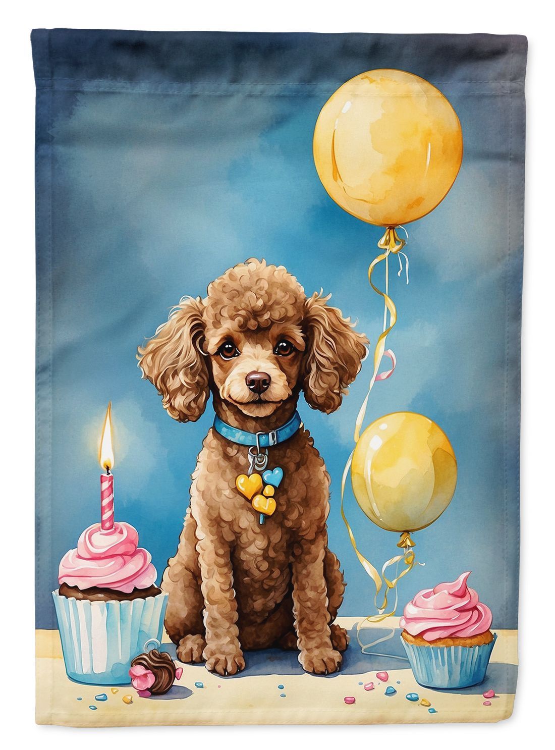 Chocolate Toy Poodle Happy Birthday Garden Flag Mailbox Flag Decorative Yard Flag Banner Outside Patio Artwork Yard Flower Beds, Garden Size, Multicolor_maomaolike.com