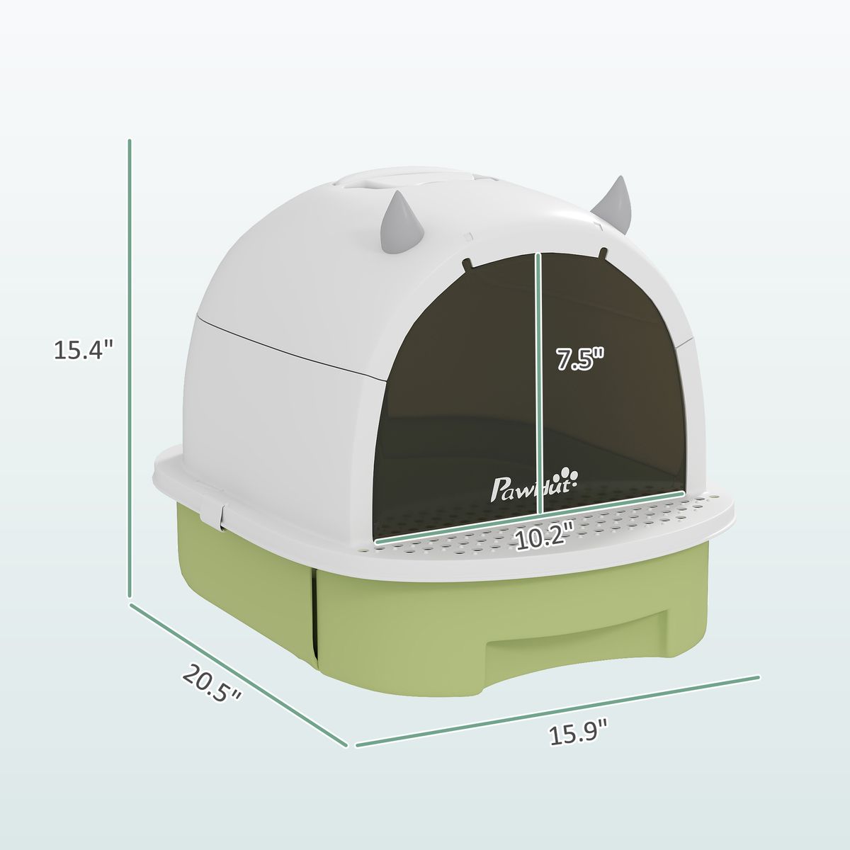 Covered Cat Litter Box With Lid, Scoop, Deodorizing Bags For Odor Control, Privacy, Easy To Clean, Green_maomaolike.com