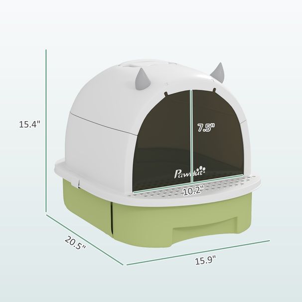 Covered Cat Litter Box With Lid, Scoop, Deodorizing Bags For Odor Control, Privacy, Easy To Clean, Green_maomaolike.com