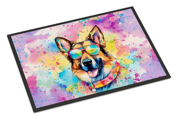 German Shepherd Hippie Dawg Doormat Front Door Mat Indoor Outdoor Rugs For Entryway, Non Slip Washable Low Pile, 24H X 36W_maomaolike.com