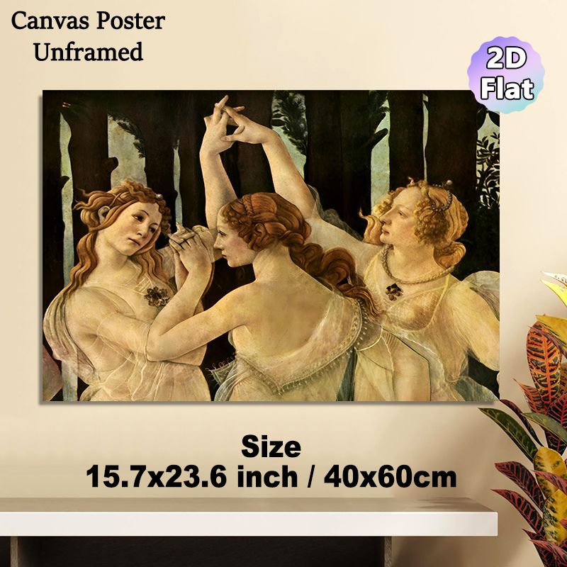 Three Graces Themed Painting Poster, Classic Renaissance-style Elegant Dancing Female Figures Poster, Timeless Artistic Piece Ideal For Living Room_maomaolike.com