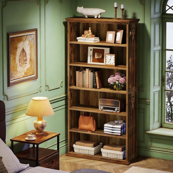 6-Tier Bookshelf, Bookcase Display Shelves Storage Etagere_maomaolike.com