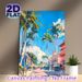 Tropical Coastal Town Street Painting Poster, Vibrant Impressionist-style Poster, Lively Palm-lined Street With Pastel Buildings, Adds A Warm Breezy_maomaolike.com