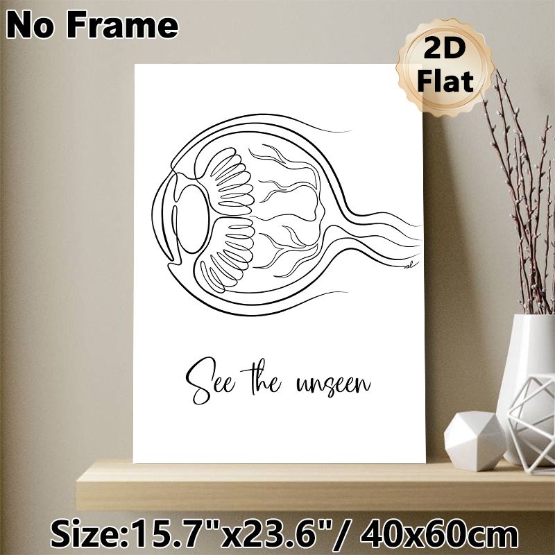 Jellyfish Themed Painting Poster, Minimalist Single-line Black & White Jellyfish Art Poster, Thought-provoking Design With "See The Unseen" Quote_maomaolike.com