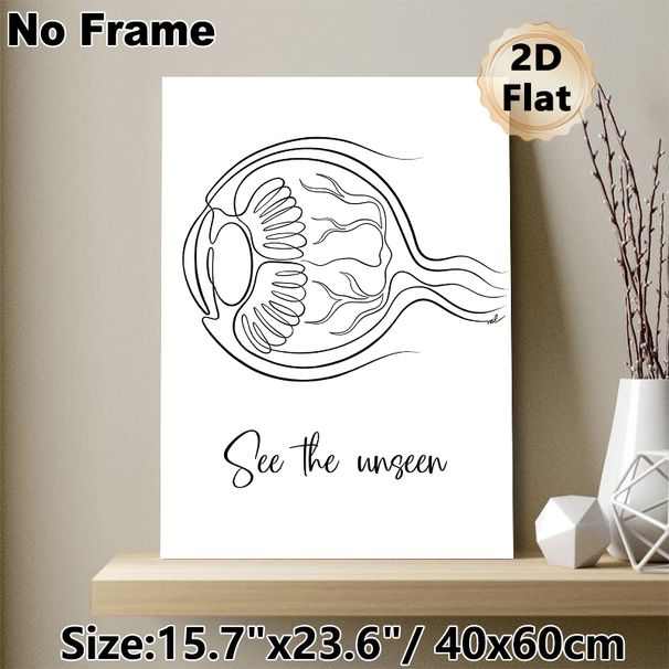 Jellyfish Themed Painting Poster, Minimalist Single-line Black & White Jellyfish Art Poster, Thought-provoking Design With "See The Unseen" Quote_maomaolike.com