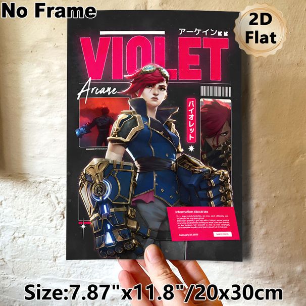 Arcane Violet Themed Painting Poster, Bold Cyberpunk-style Character Portrait Poster, Striking Vivid Artwork Ideal For Game Room, Bedroom Wall Decor_maomaolike.com
