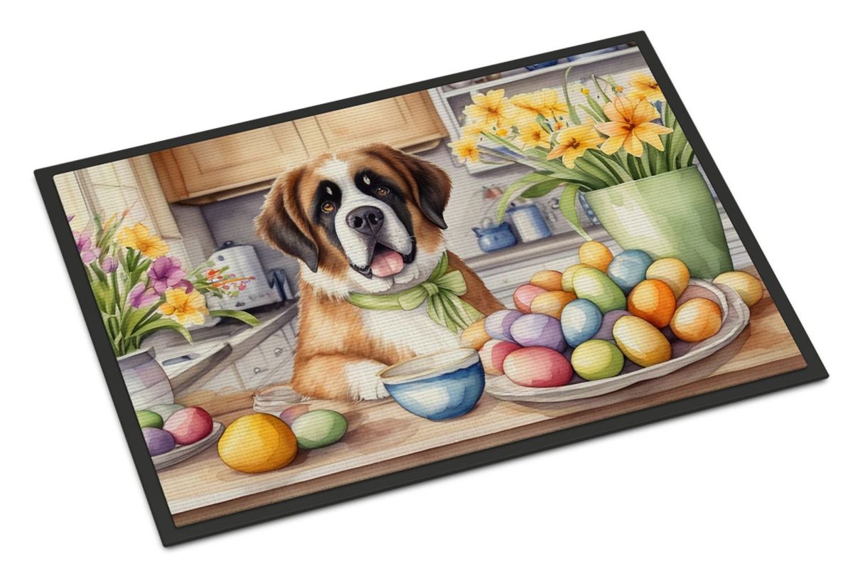 Decorating Easter Saint Bernard Doormat Front Door Mat Indoor Outdoor Rugs For Entryway, Non Slip Washable Low Pile, 24H X 36W_maomaolike.com