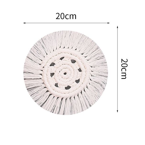 Nordic Style Handwoven Coaster Ins White Cotton Rope Tassel Heat Insulation Simple Desktop Decorative Mat Wholesale_maomaolike.com