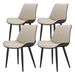 Khaki + Grey PU Leather Dining Chair With Metal Legs, Wave Pattern Upholstered Armless Chair Set Of 4 For Kitchen, Restaurant, Living, Meeting Room_maomaolike.com
