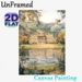 Mansion Waterscape Painting Poster, Soft Watercolor Style Poster, Elegant Lakeside Manor With Rolling Hills & Lake Reflection, Tranquil Scenic Artwork_maomaolike.com