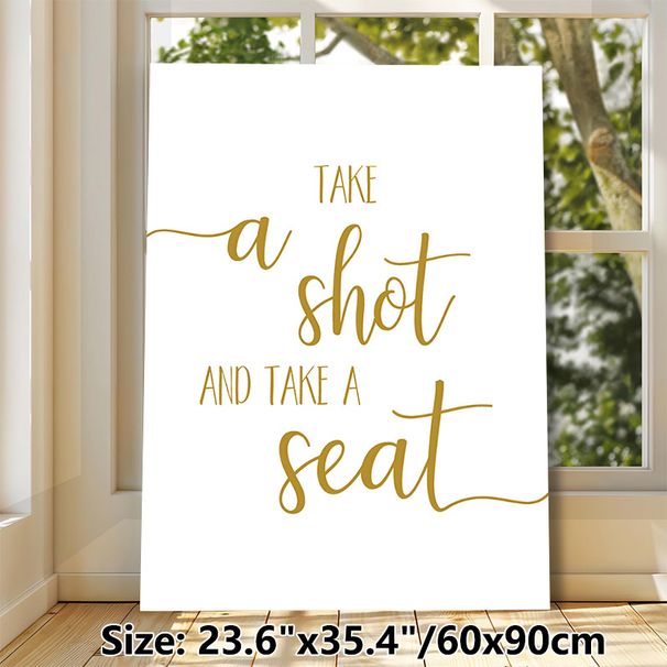 Witty Quote Typography Painting Poster, Elegant Gold Script Lettering Poster, Humorous Quote Design Ideal For Home Bar, Dining Space Decor_maomaolike.com